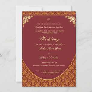 Invitation de mariage sikh Panjabi