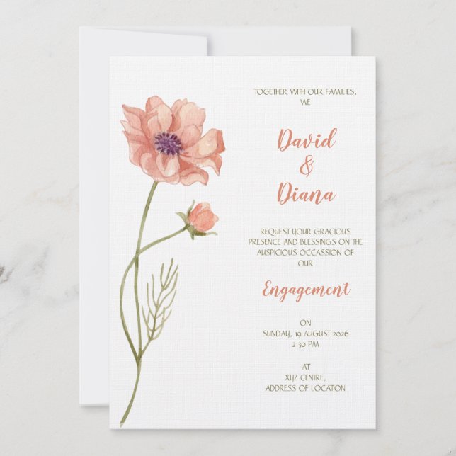 Invitation de mariage simple (Devant)
