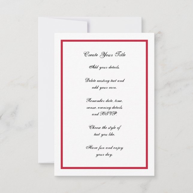 Invitation de mariage simple à la frontière rouge  (Devant)
