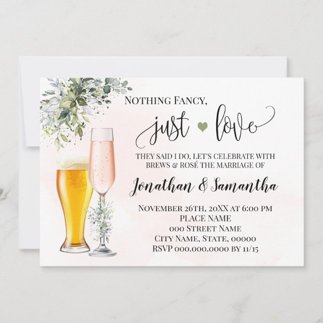 Invitation de mariage simple avec verdure et amour (Devant)