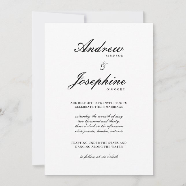Invitation de Mariage Simple Classique Josephine (Devant)