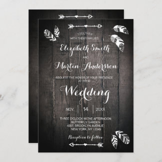 Invitation de mariage simple en bois rustique avec