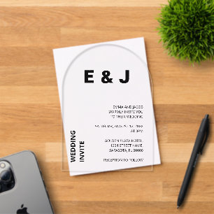 Invitation de mariage simple et audacieuse en acry