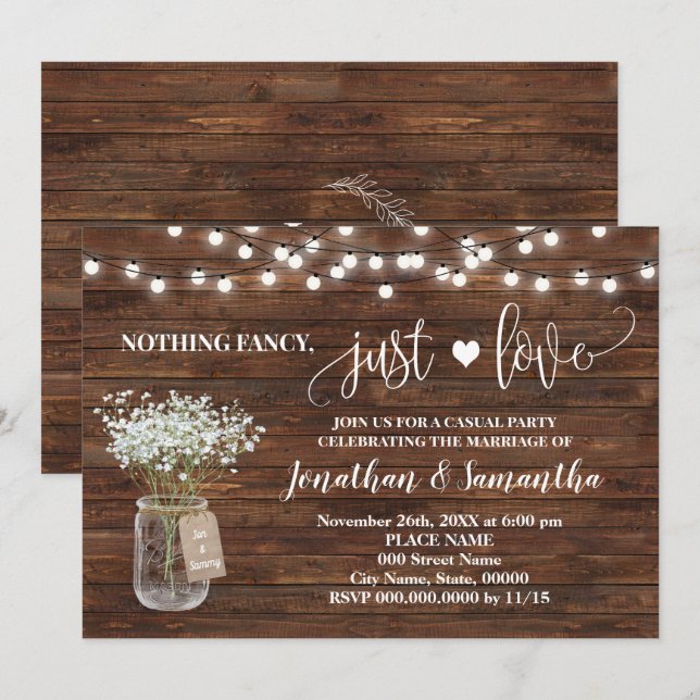 Invitation de mariage simple et champêtre (Devant / Derrière)