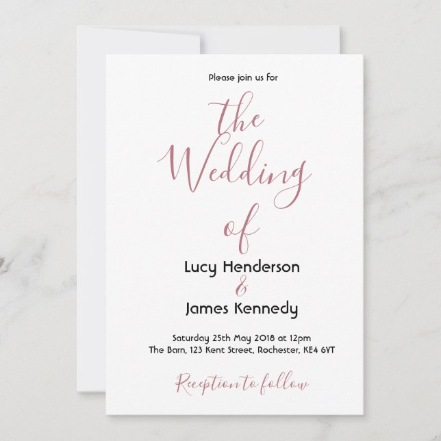 Invitation de mariage simple et élégante (Devant)