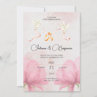 Invitation de mariage simple et élégante avec flor