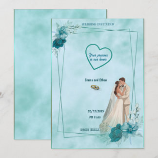 Invitation de mariage simple et élégante en bleu c