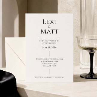 Invitation de mariage simple noir et blanc