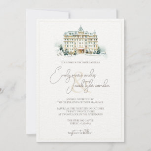 Invitation de mariage - Snowy Resort en aquarelle
