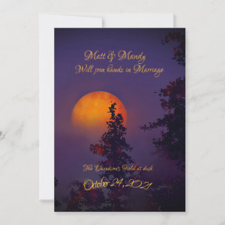 Invitation de mariage sous la lune d'octobre