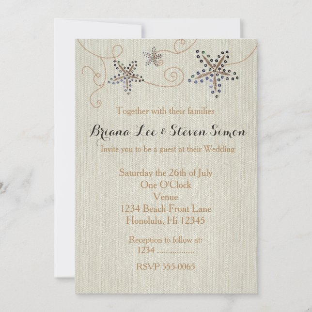 Invitation de mariage Starfish Elegance Linge de p (Devant)