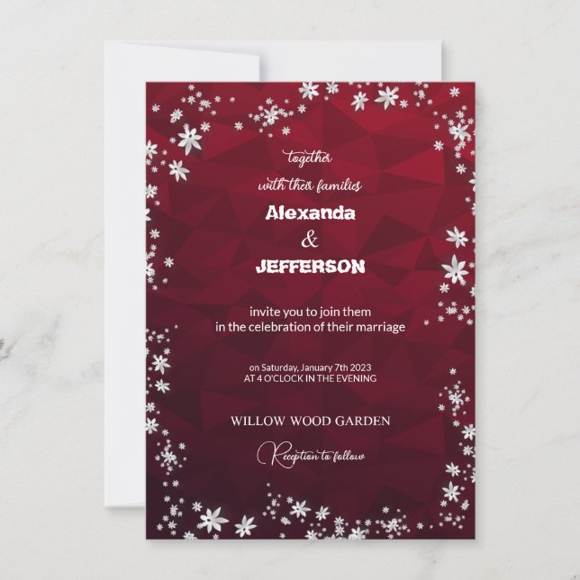 Invitation de mariage sur fond marron polygone (Devant)