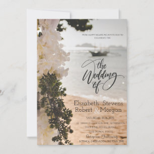 Invitation de mariage sur la plage aux fleurs de b