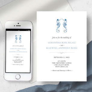 Invitation de mariage sur la plage avec QR Code bl