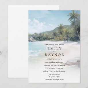 Invitation de mariage sur la plage de l'île tropic