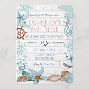 Invitation de mariage sur la plage nautique