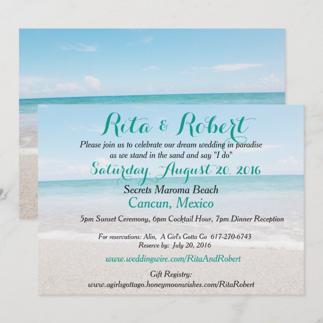 Invitation de mariage sur la plage - Ocean I Art s (Devant / Derrière)