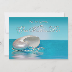Invitation de mariage sur la plage - Plage/Coquill