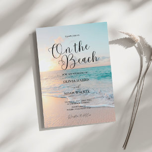 Invitation de mariage sur la plage soleil et océan