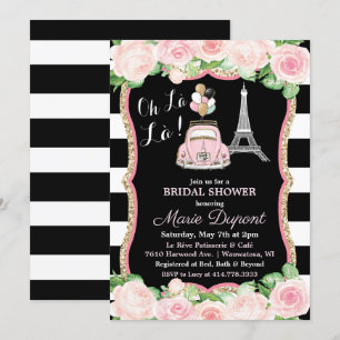 Invitation de mariage thème voyage floral Paris