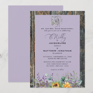 Invitation de mariage Tournesols rustiques Chevaux