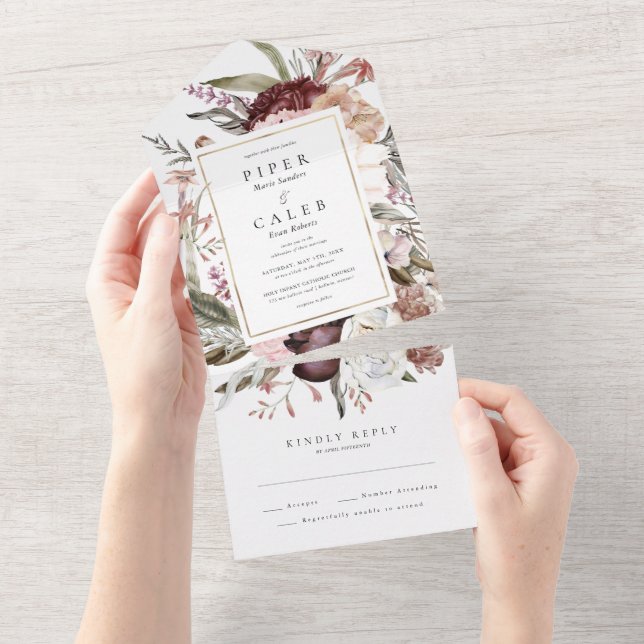 Invitation de mariage tout compris Watercolor Wild (Déchirure)