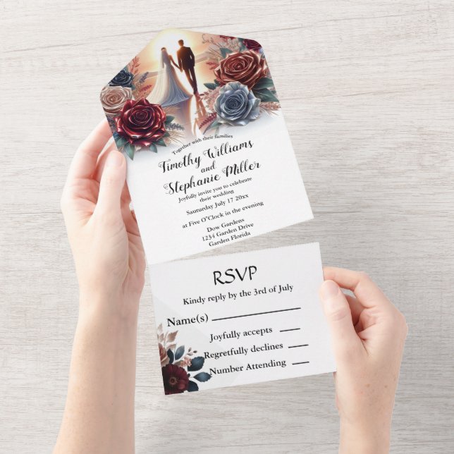 Invitation de mariage tout en un (Déchirure)