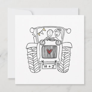 Invitation de mariage tracteur de campagne personn
