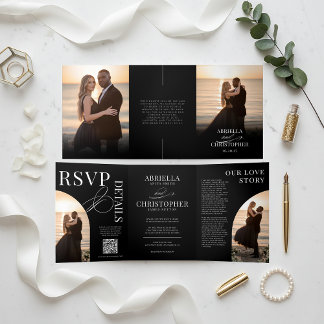 Invitation de mariage triptyque photo élégante