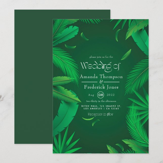 Invitation de mariage tropical (Devant / Derrière)