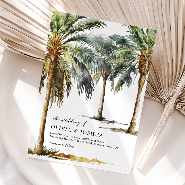 Invitation de mariage tropical à l'aquarelle (Créateur téléchargé)