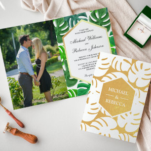 Invitation de mariage tropical Monstera feuille d'