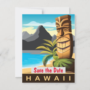 Invitation de mariage tropicale plage Tiki Hawaï