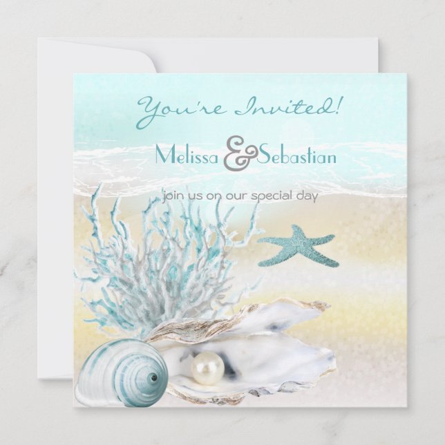 Invitation de mariage Turquoise Dream Shore Beach (Devant)