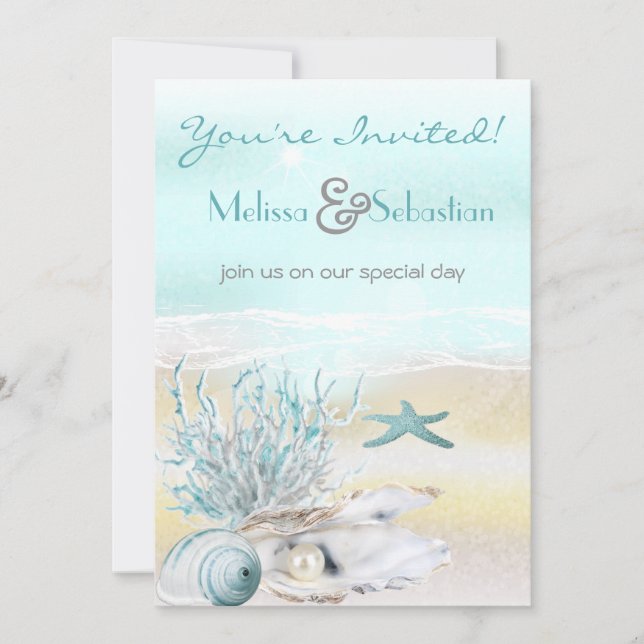Invitation de mariage Turquoise Dream Shore Beach (Devant)