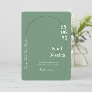 Invitation de Mariage vert et blanc moderne
