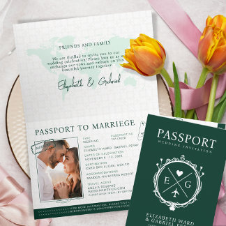 Invitation de mariage verte Emelard Destination de