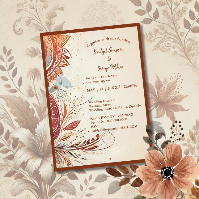 invitation de mariage vintage beige (Créateur téléchargé)