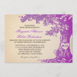 invitation de mariage vintage de vieux chêne pourp