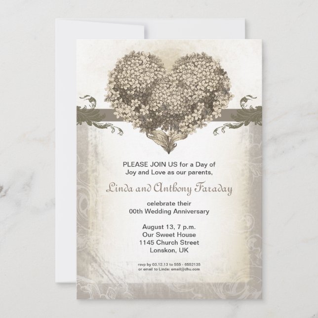 invitation de mariage vintage élégante pour annive (Devant)