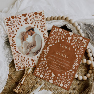 Invitation de mariage vintage en terre cuite mexic