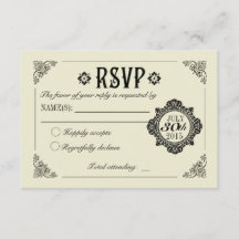 Invitation de mariage vintage et élégante RSVP