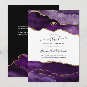 Invitation de mariage virtuelle en agate or et vio