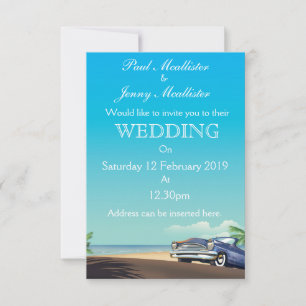 Invitation de mariage voiture américaine vintage