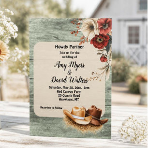 Invitation de mariage western Country Cowboy (roui