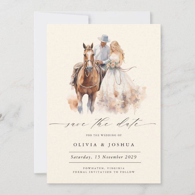 Invitation de mariage Western Rustique Moderne  (Devant)
