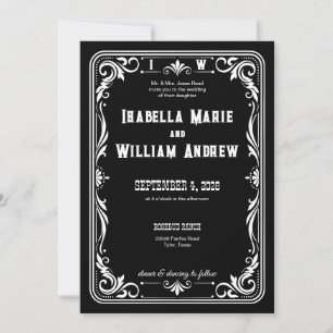 Invitation de mariage western vintage cowboy