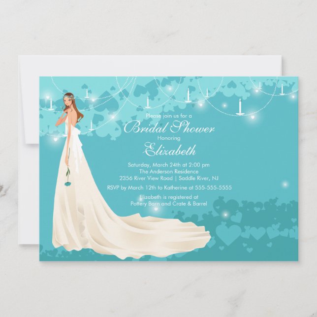 Invitation de mariée à la douche nuptiale Turquois (Devant)