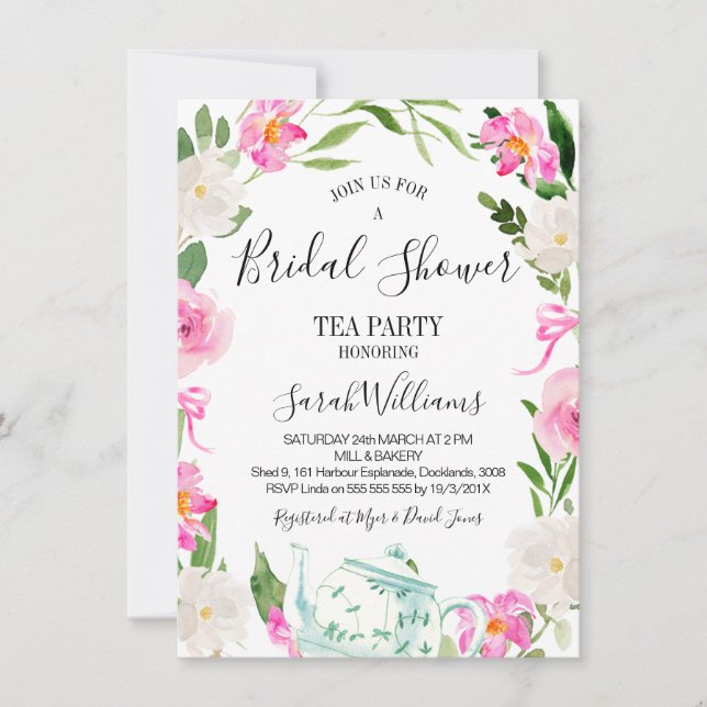 Invitation de mariée à la fête du thé à la couronn (Devant)