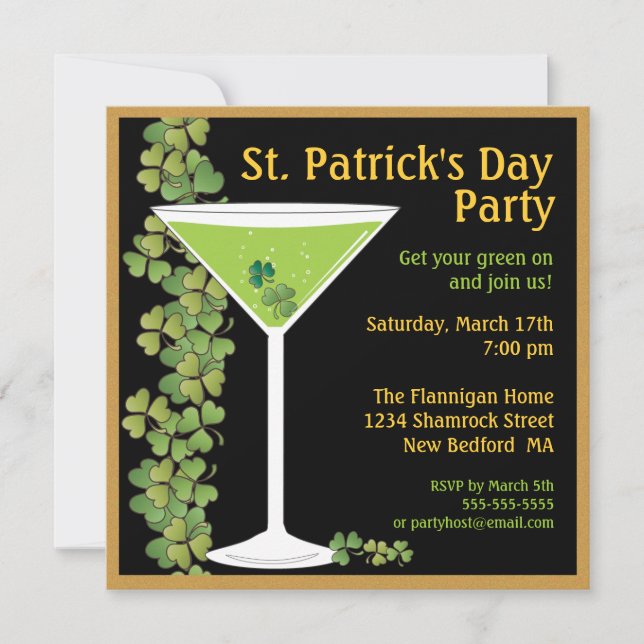 Invitation de Martini de shamrock de jour de St (Devant)